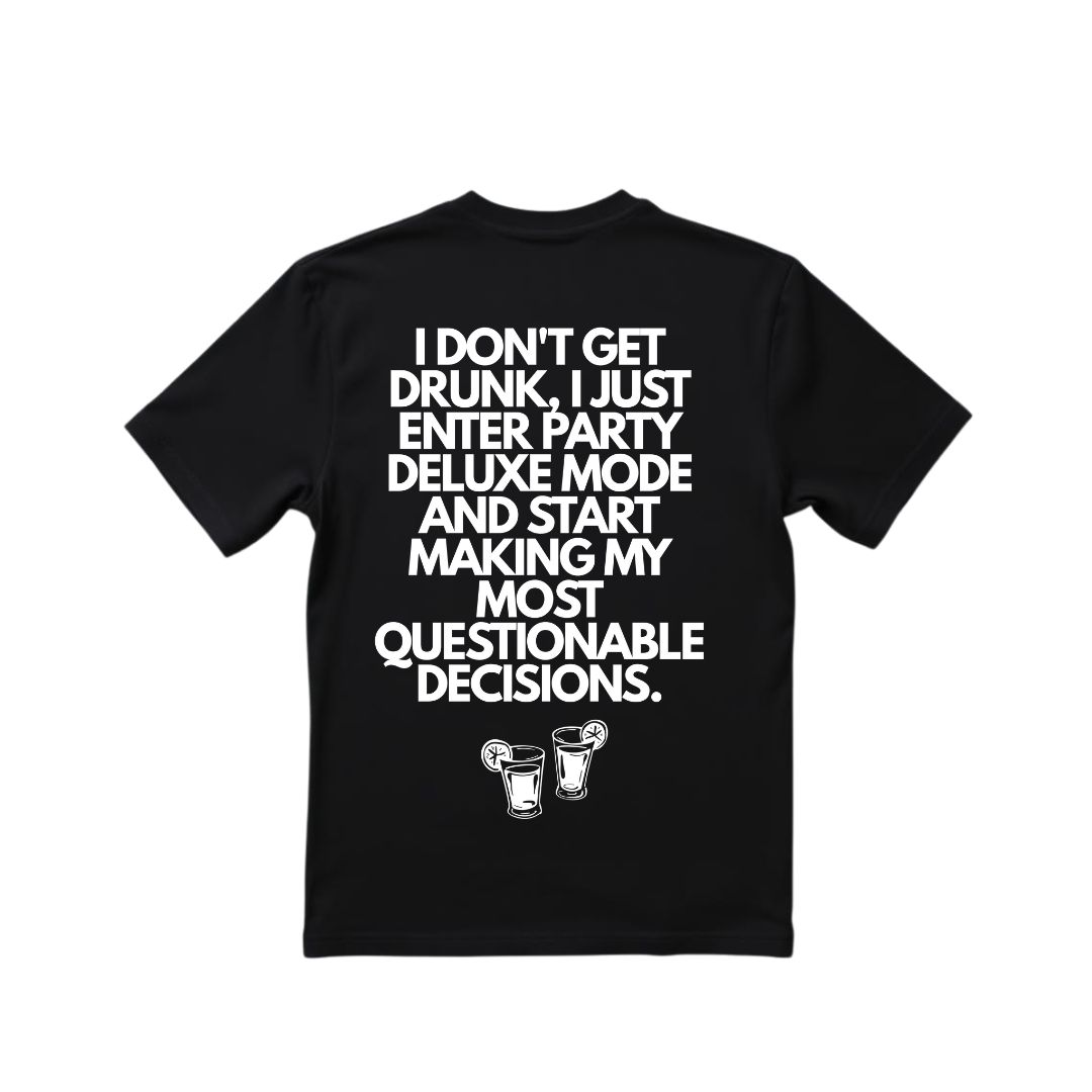 QUESTIONABLE DESCISIONS BLACK UNISEX T-SHIRT